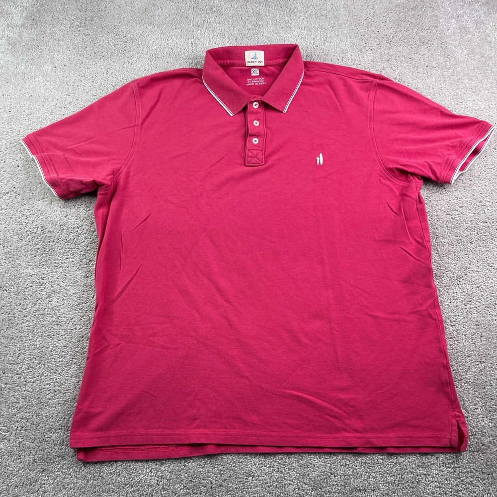 Johnnie-O Polo Shirt Mens XL Pink Grenadine Hangin Out Short Sleeve‎ Pique Golf